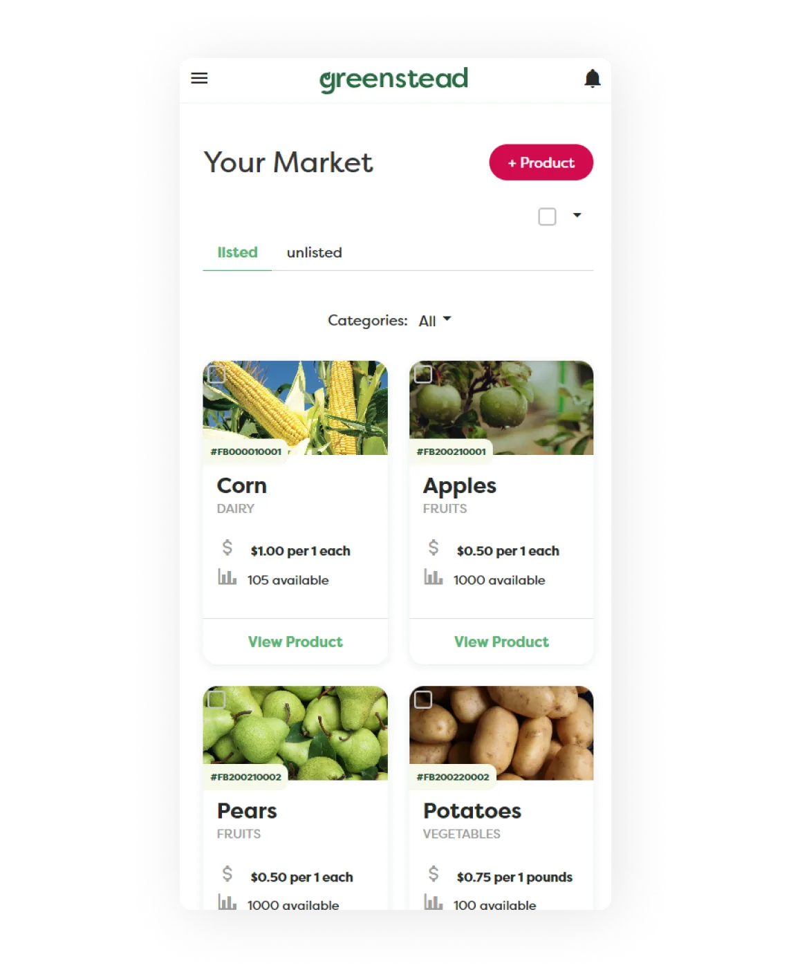 Mobile responsive view for GreenStead